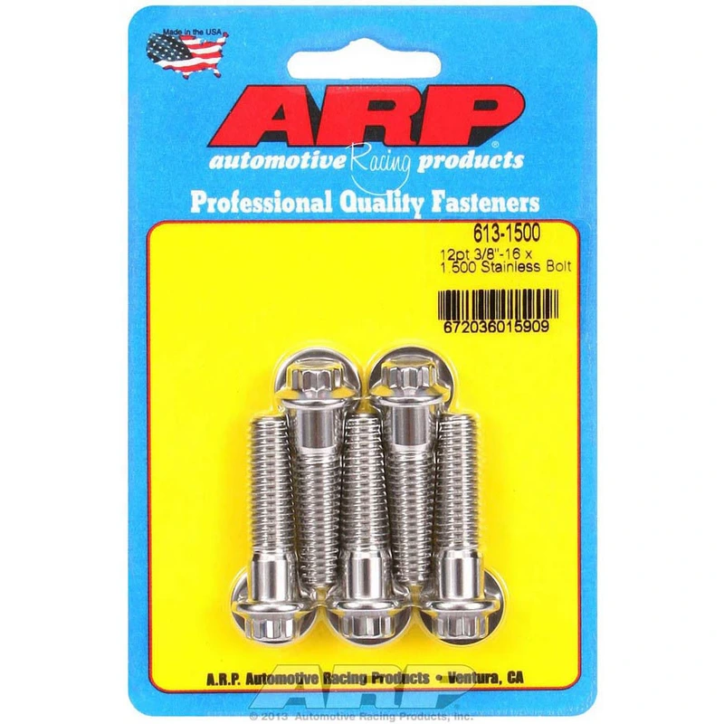 ARP 613-1500 S/S Bolt Kit – 12pt. (5) 3/8-16 x 1.500